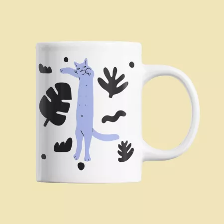 Taza Gato Curioso Azul