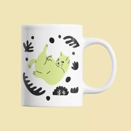 Taza Gato Feliz Verde